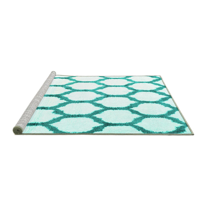 Sideview of Machine Washable Terrilis Turquoise Contemporary Area Rugs, wshcon1112turq