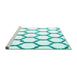 Sideview of Machine Washable Terrilis Turquoise Contemporary Area Rugs, wshcon1112turq
