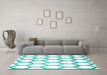 Machine Washable Terrilis Turquoise Contemporary Area Rugs in a Living Room,, wshcon1112turq