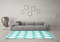 Machine Washable Terrilis Turquoise Contemporary Rug, wshcon1112turq