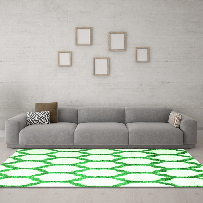 Machine Washable Terrilis Green Contemporary Area Rugs in a Living Room,, wshcon1112grn