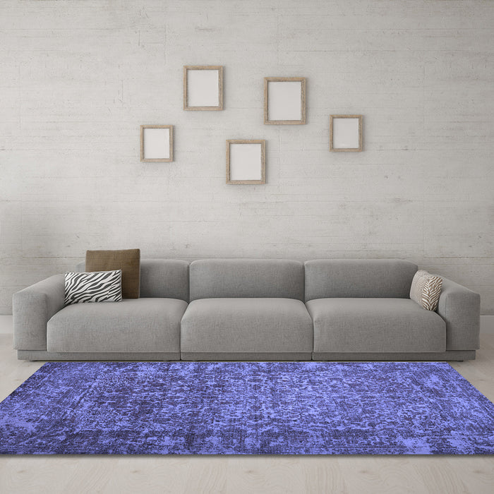 Machine Washable Abstract Blue Contemporary Rug in a Living Room, wshcon1113blu