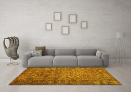 Machine Washable Abstract Yellow Contemporary Rug in a Living Room, wshcon1113yw