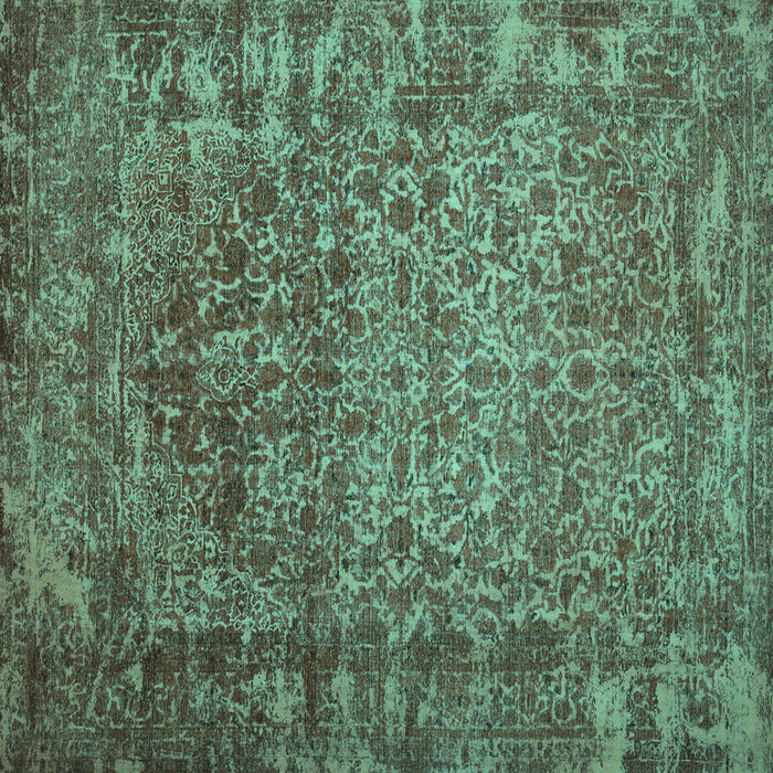 Square Machine Washable Abstract Turquoise Contemporary Area Rugs, wshcon1113turq