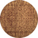 Round Machine Washable Abstract Brown Contemporary Rug, wshcon1113brn