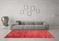 Machine Washable Abstract Red Contemporary Rug, wshcon1113red