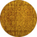 Round Abstract Yellow Contemporary Rug, con1113yw