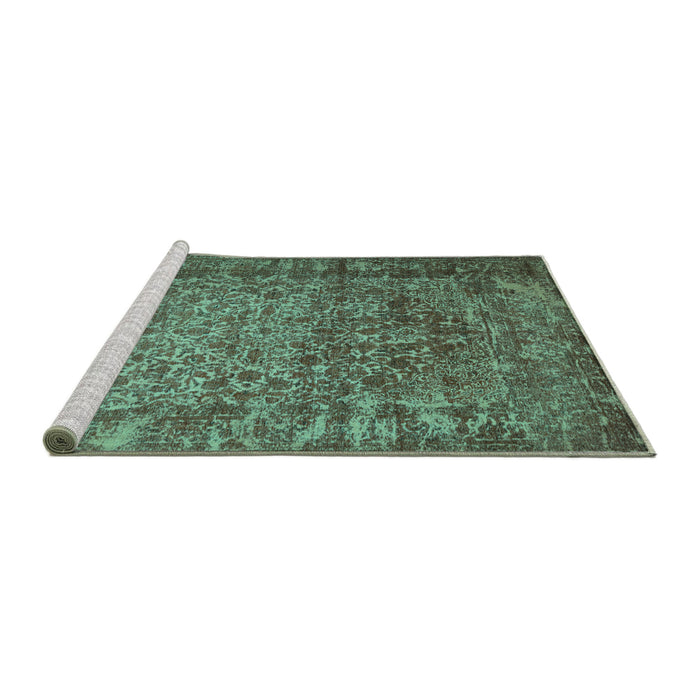 Sideview of Machine Washable Abstract Turquoise Contemporary Area Rugs, wshcon1113turq