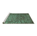 Sideview of Machine Washable Abstract Turquoise Contemporary Area Rugs, wshcon1113turq