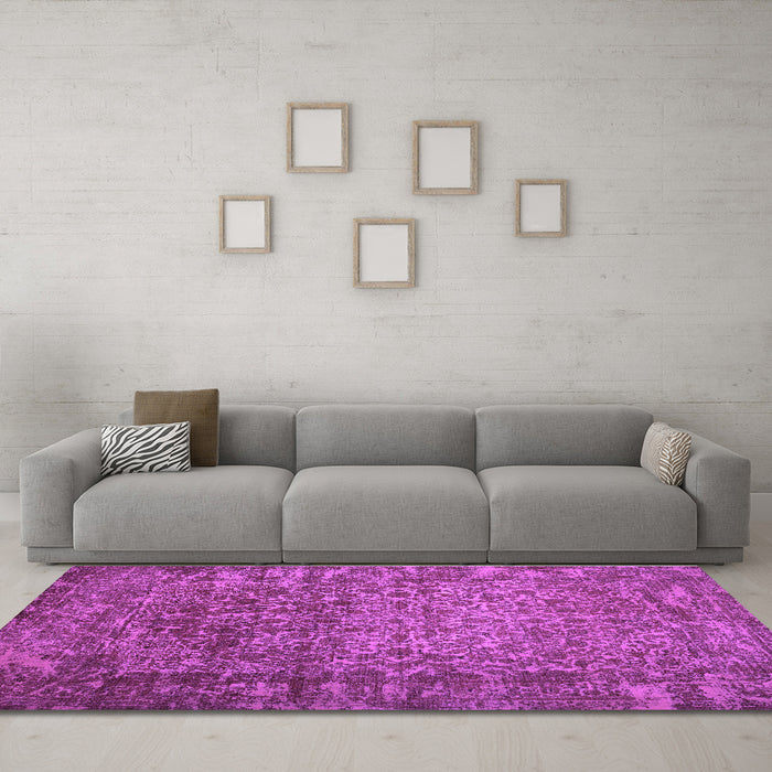 Machine Washable Abstract Purple Contemporary Area Rugs in a Living Room, wshcon1113pur