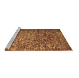 Sideview of Machine Washable Abstract Brown Contemporary Rug, wshcon1113brn
