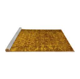 Sideview of Machine Washable Abstract Yellow Contemporary Rug, wshcon1113yw