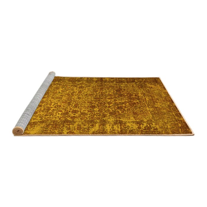 Sideview of Machine Washable Abstract Yellow Contemporary Rug, wshcon1113yw