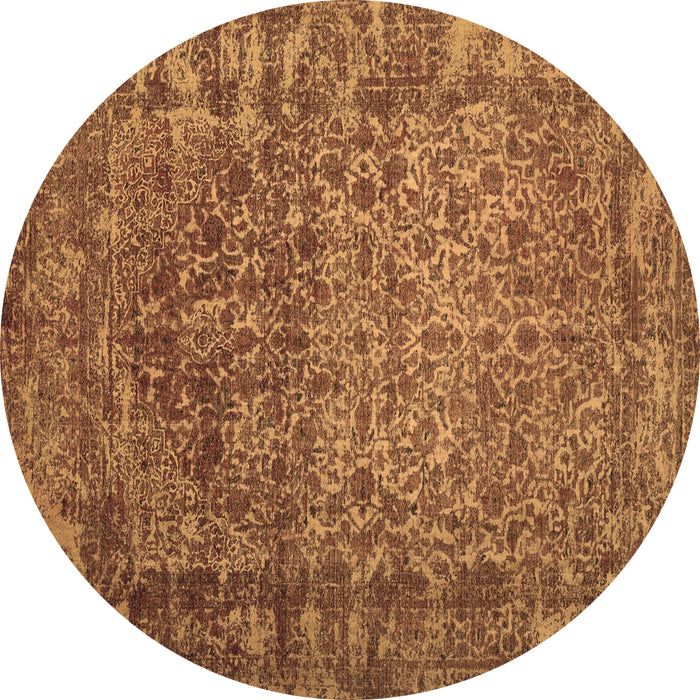 Round Abstract Brown Contemporary Rug, con1113brn