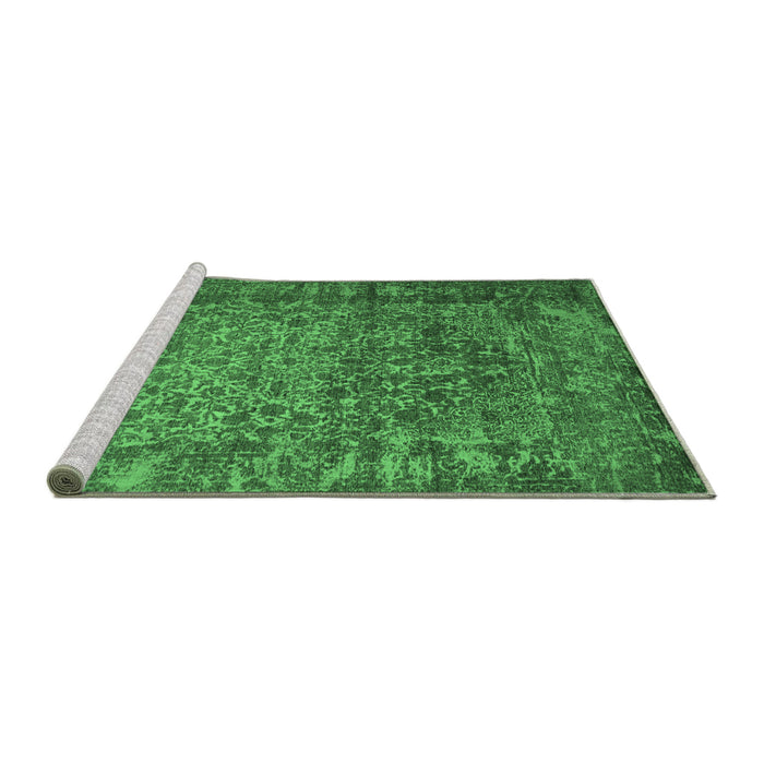 Sideview of Machine Washable Abstract Emerald Green Contemporary Area Rugs, wshcon1113emgrn