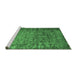 Sideview of Machine Washable Abstract Emerald Green Contemporary Area Rugs, wshcon1113emgrn