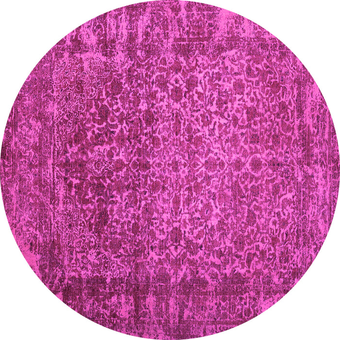 Round Machine Washable Abstract Pink Contemporary Rug, wshcon1113pnk