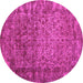 Round Machine Washable Abstract Pink Contemporary Rug, wshcon1113pnk