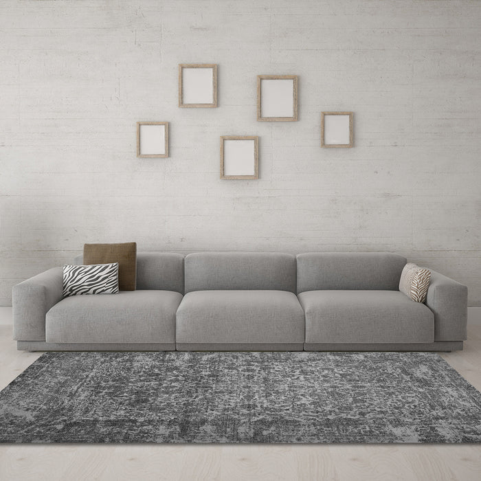 Machine Washable Abstract Gray Contemporary Rug in a Living Room,, wshcon1113gry
