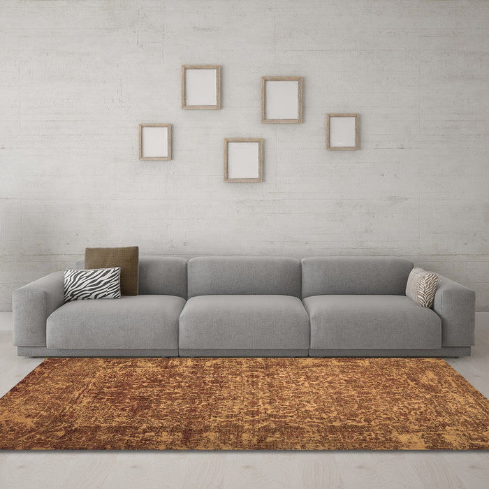 Machine Washable Abstract Brown Contemporary Rug in a Living Room,, wshcon1113brn