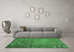 Machine Washable Abstract Emerald Green Contemporary Area Rugs in a Living Room,, wshcon1113emgrn