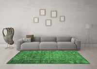 Machine Washable Abstract Emerald Green Contemporary Rug, wshcon1113emgrn