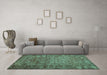 Machine Washable Abstract Turquoise Contemporary Area Rugs in a Living Room,, wshcon1113turq