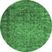 Round Abstract Emerald Green Contemporary Rug, con1113emgrn