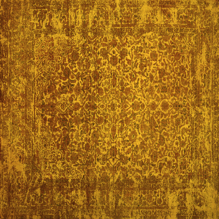 Square Machine Washable Abstract Yellow Contemporary Rug, wshcon1113yw