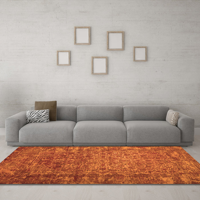 Machine Washable Abstract Orange Contemporary Area Rugs in a Living Room, wshcon1113org
