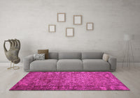Machine Washable Abstract Pink Contemporary Rug, wshcon1113pnk