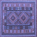 Square Oriental Blue Traditional Rug, con1114blu