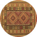 Round Machine Washable Oriental Brown Traditional Rug, wshcon1114brn