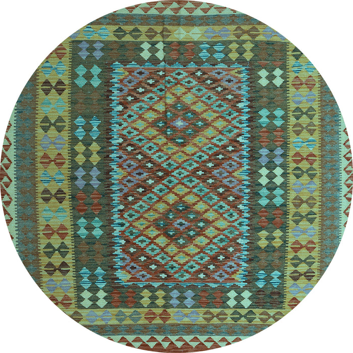 Round Oriental Light Blue Traditional Rug, con1114lblu