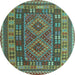 Round Oriental Light Blue Traditional Rug, con1114lblu