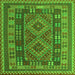 Round Machine Washable Oriental Green Traditional Area Rugs, wshcon1114grn