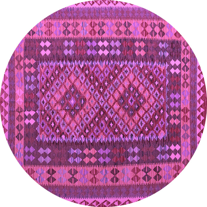Round Machine Washable Oriental Purple Traditional Area Rugs, wshcon1114pur
