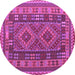 Round Machine Washable Oriental Purple Traditional Area Rugs, wshcon1114pur