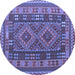 Round Oriental Blue Traditional Rug, con1114blu