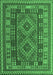 Machine Washable Oriental Emerald Green Traditional Area Rugs, wshcon1114emgrn