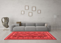 Machine Washable Oriental Red Traditional Rug, wshcon1114red