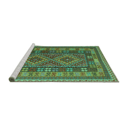 Sideview of Machine Washable Oriental Turquoise Traditional Area Rugs, wshcon1114turq