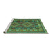 Sideview of Machine Washable Oriental Turquoise Traditional Area Rugs, wshcon1114turq