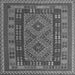 Round Machine Washable Oriental Gray Traditional Rug, wshcon1114gry