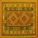 Square Machine Washable Oriental Yellow Traditional Rug, wshcon1114yw