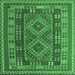 Square Oriental Emerald Green Traditional Rug, con1114emgrn