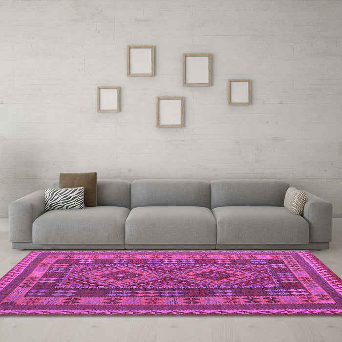 Machine Washable Oriental Purple Traditional Area Rugs in a Living Room, wshcon1114pur