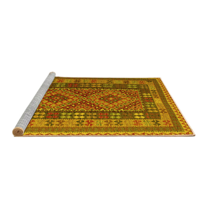 Sideview of Machine Washable Oriental Yellow Traditional Rug, wshcon1114yw