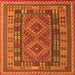 Round Machine Washable Oriental Orange Traditional Area Rugs, wshcon1114org