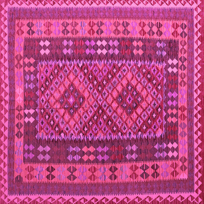 Square Machine Washable Oriental Pink Traditional Rug, wshcon1114pnk